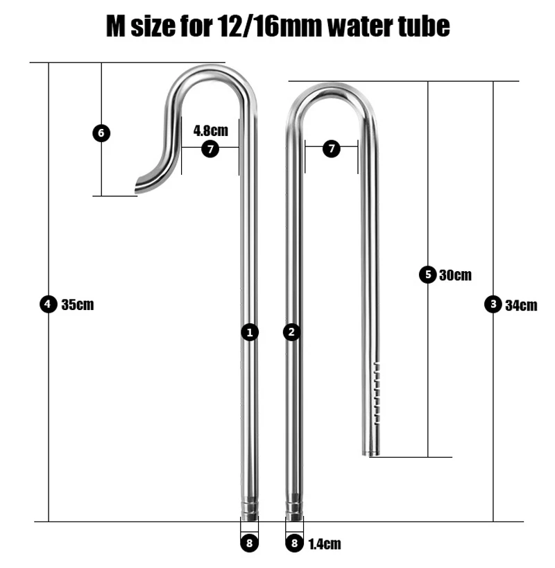 Stainless Steel Aquarium Inflow Outflow Lily Water Pipe Canister Filter Set Fish Water Plant Tank Landscape 12/16mm 16/22mm Tube