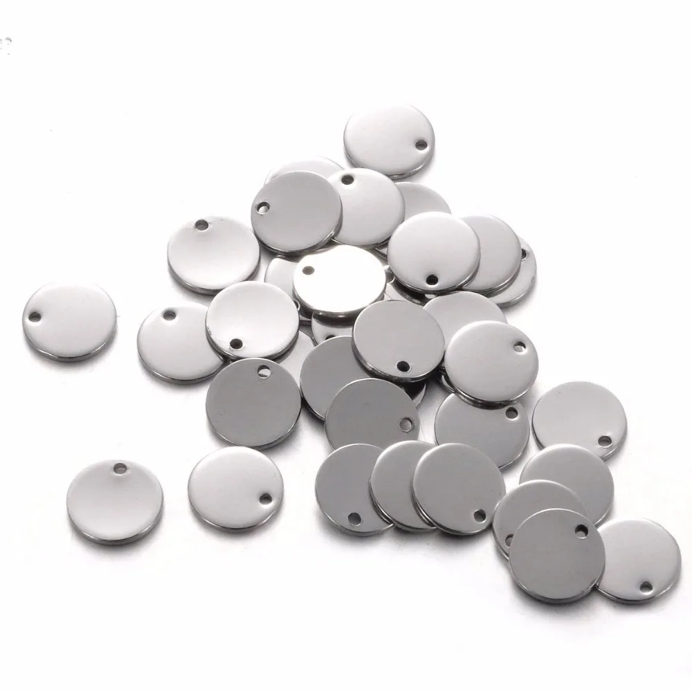 8mm,10mm,12mm of 50pcs Silver & Gold Tone Stainless Steel Blank Stamping Tags ID Dog Tag for Logos Not Turn Off Color