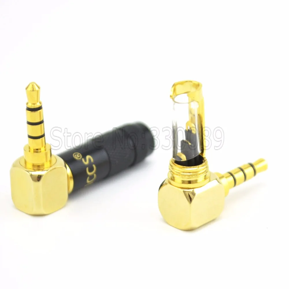 4pcs 3.5mm Black L Shape 90 Degree Jack Audio Connector male adapter For DIY headphone cable Solder 4 pole