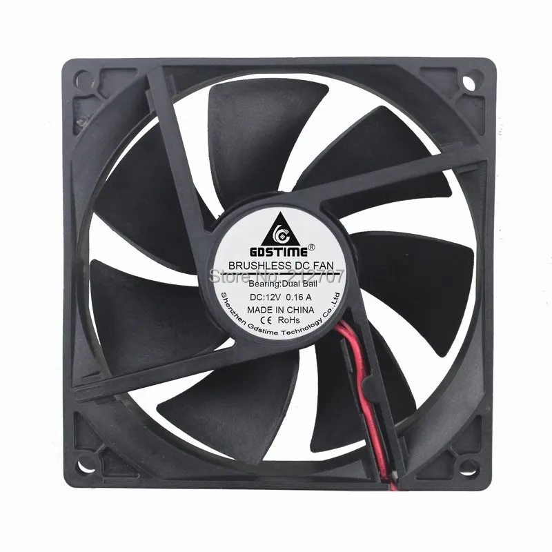 Gdstime 92mm x 25mm DC 12V 2Pin Ball Bearing Computer Cooling Fan for PC Case CPU Cooler