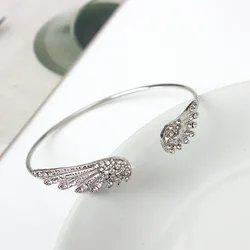 Angel Wings Bracelet Adjustable Woman Riding Bike Jewelry Gifts Open Bracelet Silver Plated Crystal Wholesale Spacecraft