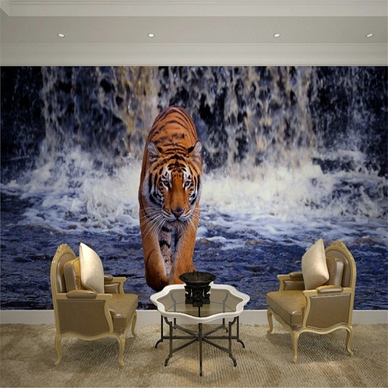 

beibehang Modern photo wallpaper murals wallpaper the living room TV backdrop 3d stereo waterfall tiger wall mural