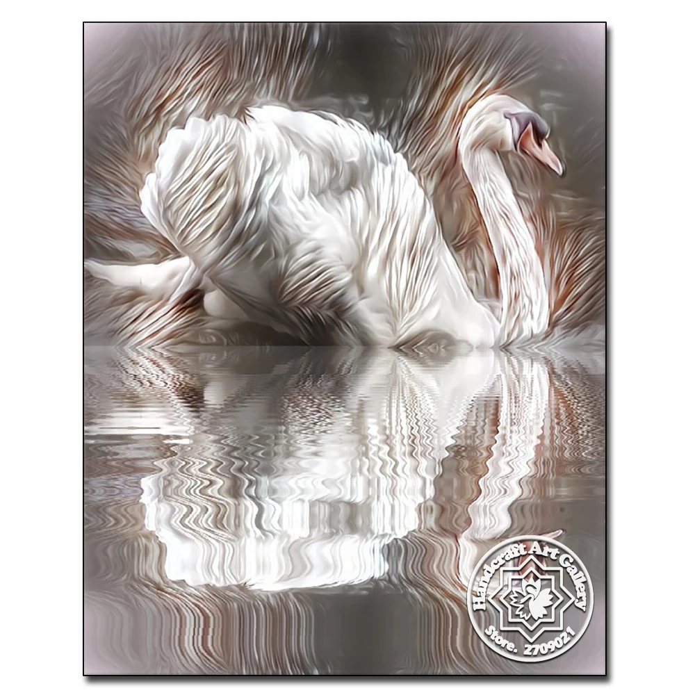 5D Diamond Embroidery Animals Diy Diamond Painting Cross Stitch White Swan Handcrafts Rhinestones Full Round Home Decor Painting