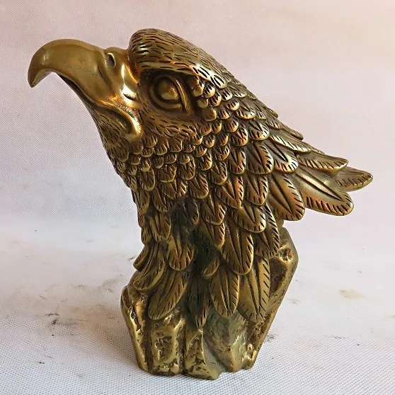 decoration bronze factory Pure Brass Antique Elaborate Vivid Chinese Brass Lucky Eagle Head Statue