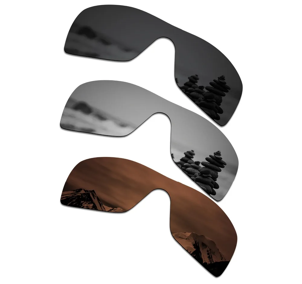 

SmartVLT 3 Pieces Polarized Sunglasses Replacement Lenses for Oakley Batwolf Stealth Black and Silver Titanium and Amber Brown