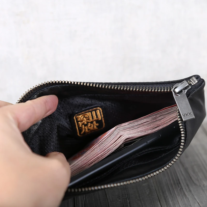 Clutch Bag Genuine Leather Luxury Men Casual Big Capacity Zipper Long Wallet Women Simple Cell Phone Purses Casual Money Pouch