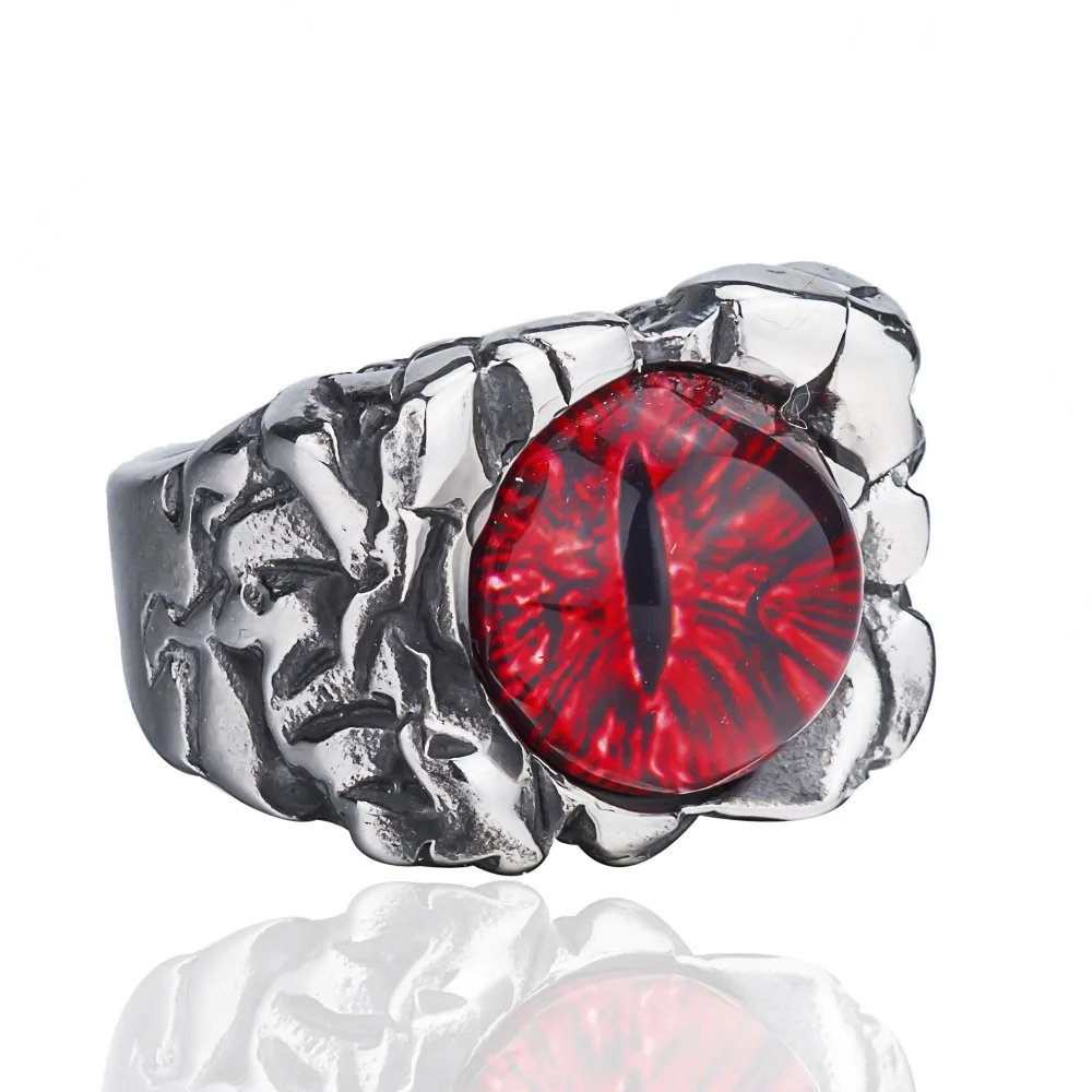 Men\'s Women\'s The devil\'s eye Retro Stainless Steel Biker Ring Jewelry Gift Halloween Party Props Size 8-13