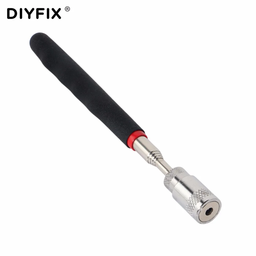 DIYFIX Telescopic Magnetic Pick Up Tool with LED Light Magnet for Picking Up Metal Screw Nuts Bolts Portable Hand Tools