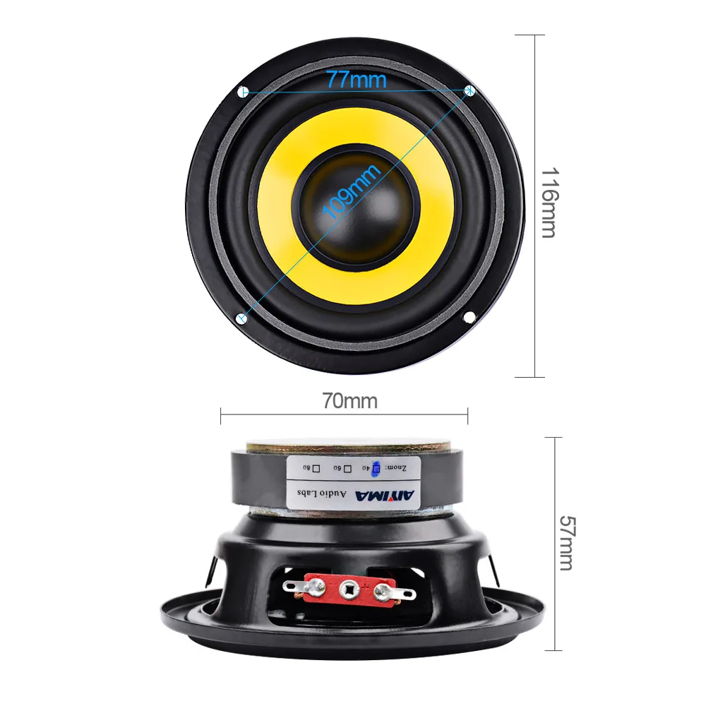 AIYIMA 2Pcs 4นิ้ววูฟเฟอร์ลำโพงวิทยุแบบพกพามินิสเตอริโอลำโพงซับวูฟเฟอร์เต็มรูปแบบรถฮอร์นลำโพง4 Ohm /8Ohm 20W