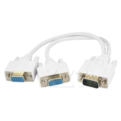 High Quality 1 Male VGA to 2 Female VGA Splitter Cable 2 Way VGA SVGA Monitor Dual Video Graphic LCD Y Splitter Cable