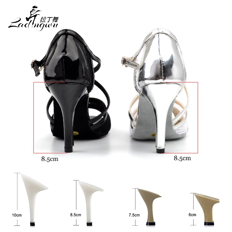 Ladingwu New Summer Breathable mesh and PU Dance Shoes Ladies Latin Black/Silver sapato feminino salto alto Ballroom Dance Shoes