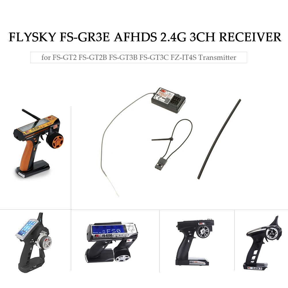 1/2/4pcs Flysky FS-GR3E 3 Channel 2.4G GR3E Receiver with Failsafe GT3B GR3C Upgrade for RC Car Truck Boat GT3 GT2 Transmitter