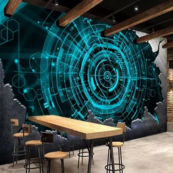 Custom Photo Wallpaper Modern 3D Steel Technology Bar Restaurant Background Wall Murals Abstract Art Wall Paper Papel De Parede