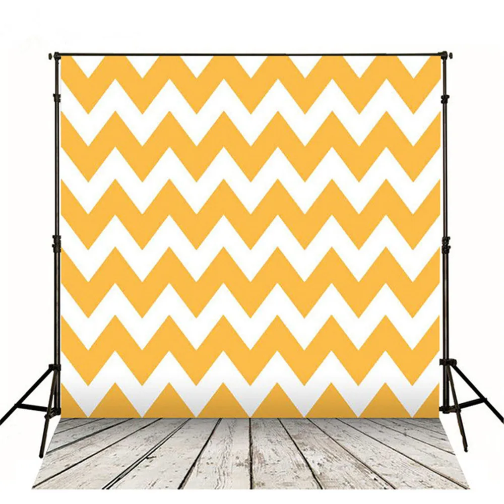 

Orange White Wavy Stripes Photography Chevron Backdrop Baby Newborn Props Kids Birthday Photo Background Wooden Planks Floor