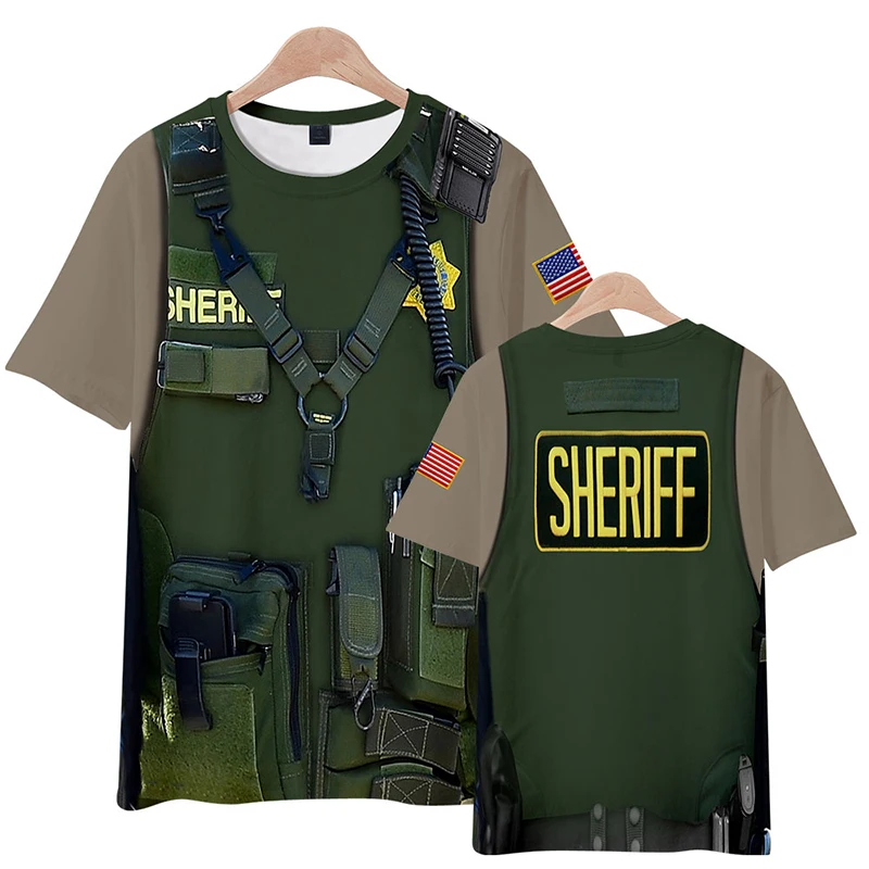 Summer Fashion Cool 3d T Shirts Military Uniform SHERIFF Printed Casual Men Women T-shirt Top Short Sleeve 3D T-shirts Tee Shirt