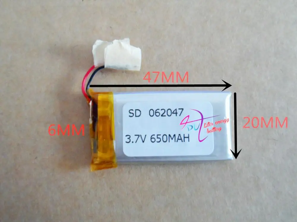 

3.7V polymer lithium battery 062047 602047 650mah MP3 recording pen point reading pen driving recorder