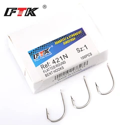 FTK new 421N 1#-8# 100Pcs/Lot Bent Hooks High Carbon Steel Fishing Hook Sea Hooks For Fishing Tackle