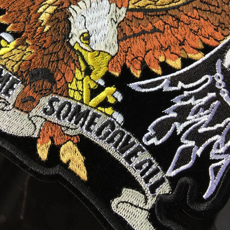 PGY High quality 23x15CM USA eagle and flag little one Embroidery Patches for Jacket Back Vest Motorcycle Club Biker Appliques