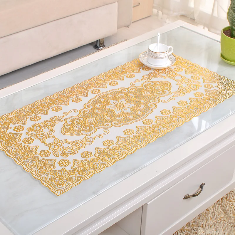 40x84cm European Lace Tablecloth Tea Table Cloth Coffee Table Hot Stamping Tablecloth DingTable Decoration Mat