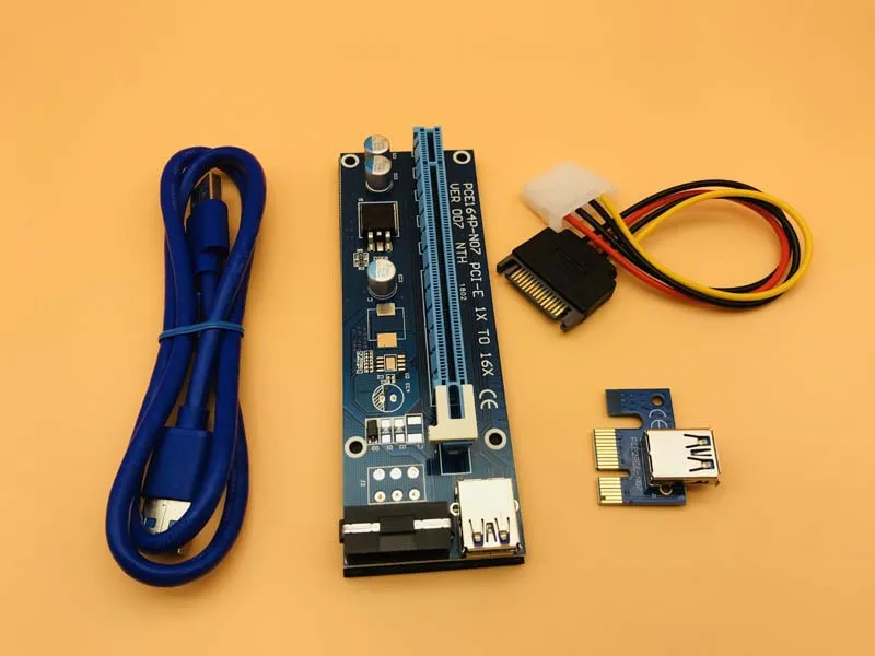 PCIE USB 3.0 60 センチメートル pcie エクステンダーライザーカード 1x に 16x データケーブル SATA に 4Pin IDE Molex 電源アダプタ