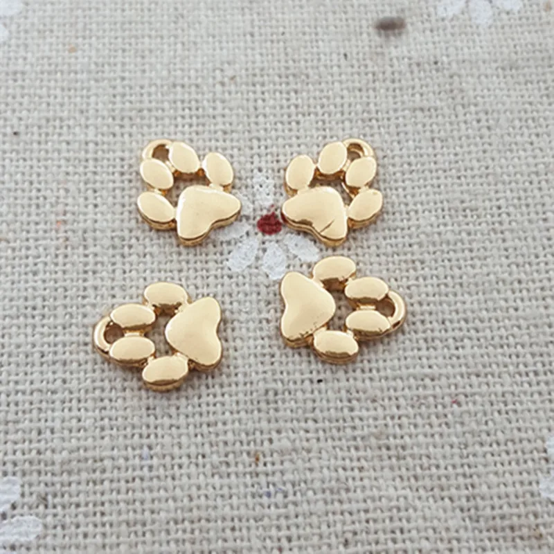 20 Pieces/Lot 9mm*11mm Gold Color Shiny Silver Color Small Charm Dog Paw Charms For DIY Jewelry Making