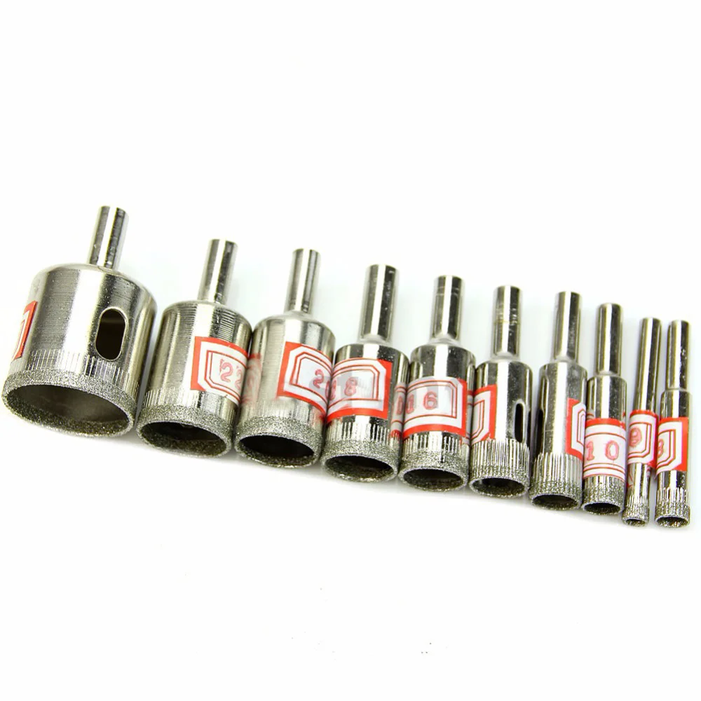 10Pc 6-30Mm Diamond Hole Saw Set Mata Bor เครื่องมือกระเบื้องหินอ่อนดอกสว่านหัวเพชรตัดเครื่องมือ