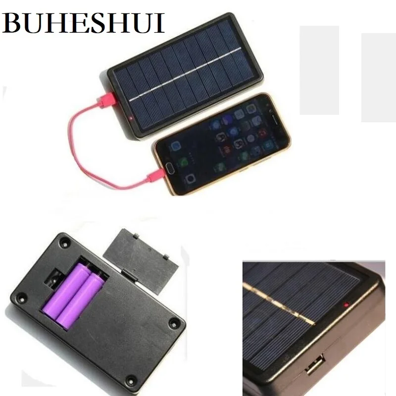 BUHESHUI 2pcs Solar Charger For Mobile Phone 2W 5V Solar Panel charger With Base For 18650 Battery Charging Patent Design New