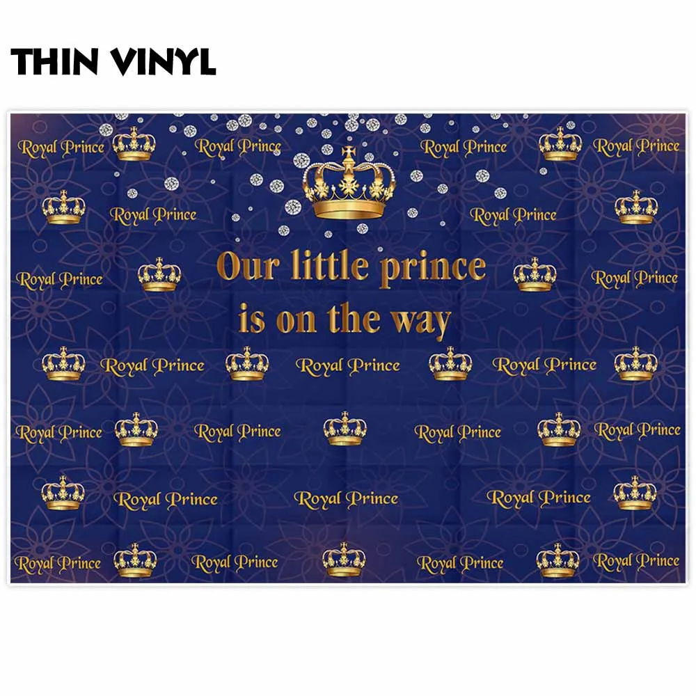 Allenjoy fondos fotograficos royal prince dark blue crown newborn babyshower home party photographic photophone for shooting