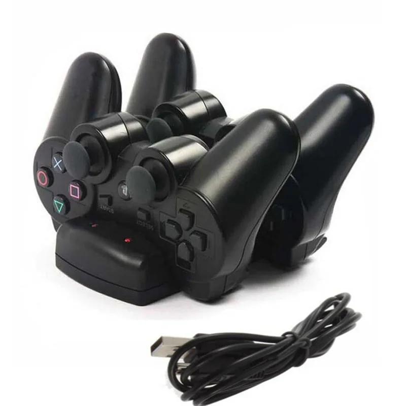 Dual Charging Holder Dock Charger Stand +USB Power Cable Cord for Playstation Dualshock 3 PS3 Gamepad Controller Move Navigation