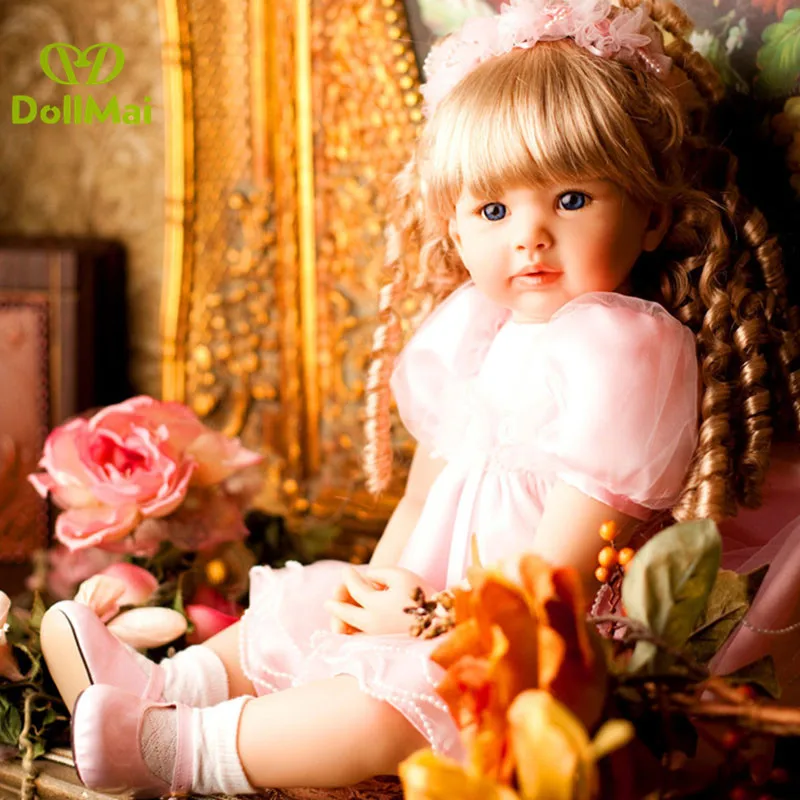 

DollMai Princess Doll 60cm High End Vinyl Silicone Reborn Baby Doll Toy Toddler Girl Babies Kids bebe birthday gift bonecas