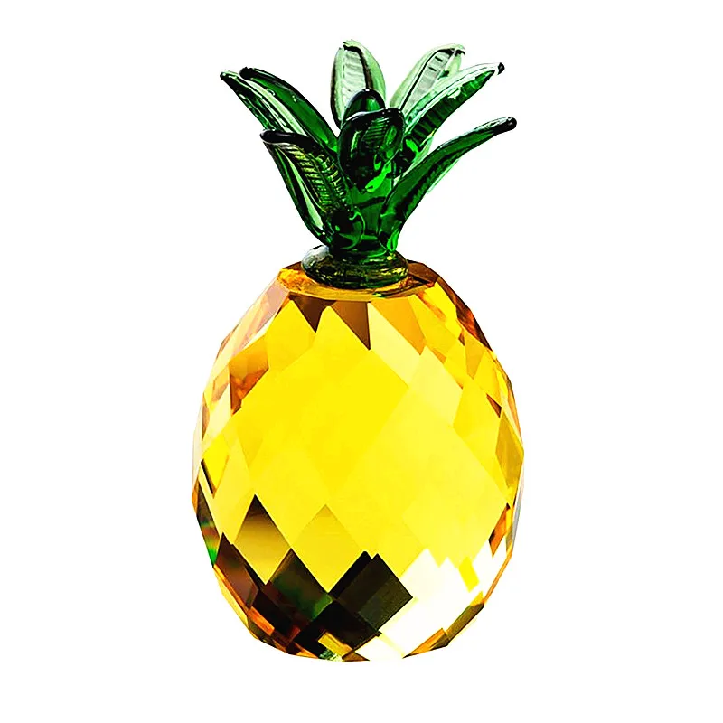 

K9 Crystal Craft Yellow Pineapple Glass Paperweight Fengshui Figurine Quartz Ornament Home Decoration Christmas Souvenir Gift