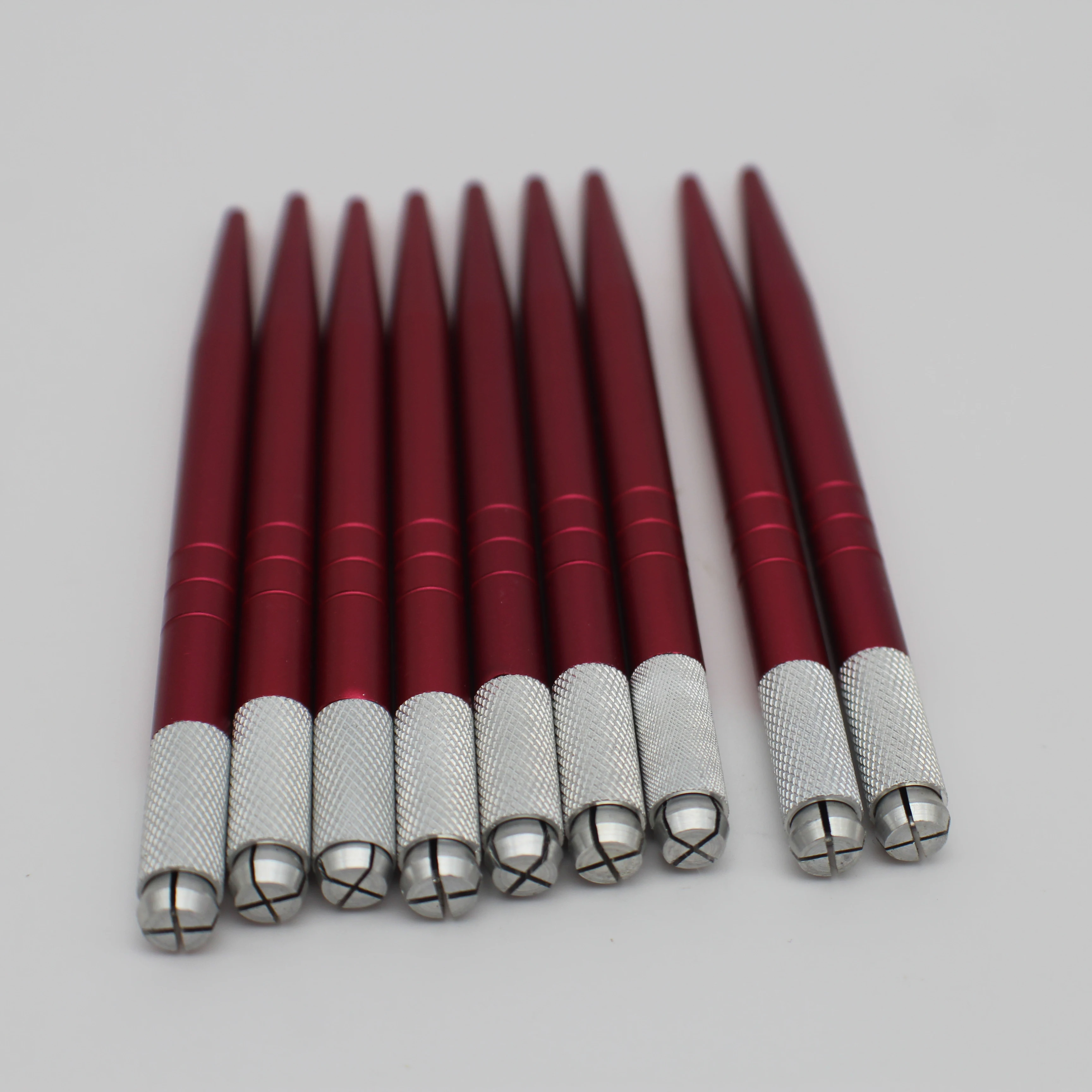 

100 Pcs Aluminum Alloy Red Professional Disposable Manual Eyebrow Tattoo Permanent Makeup Microblading Pen