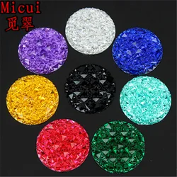 Micui 10pcs 30mm Round Resin Rhinestones Crystal and Stones Flat Back Button For Clothes Dress Crafts Decoration MC782