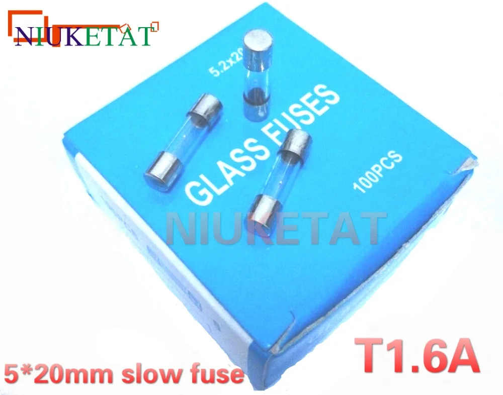 

100pcs/box 5*20mm 1.6A 250V slow fuse 5*20 T1.6A 1600mA 250V Glass Fuse 5mm*20mm