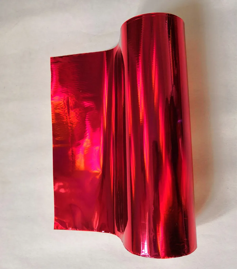 Hot stamping foil red color plain holographic foil hot press on paper or plastic 21cm x120m heat stamping film