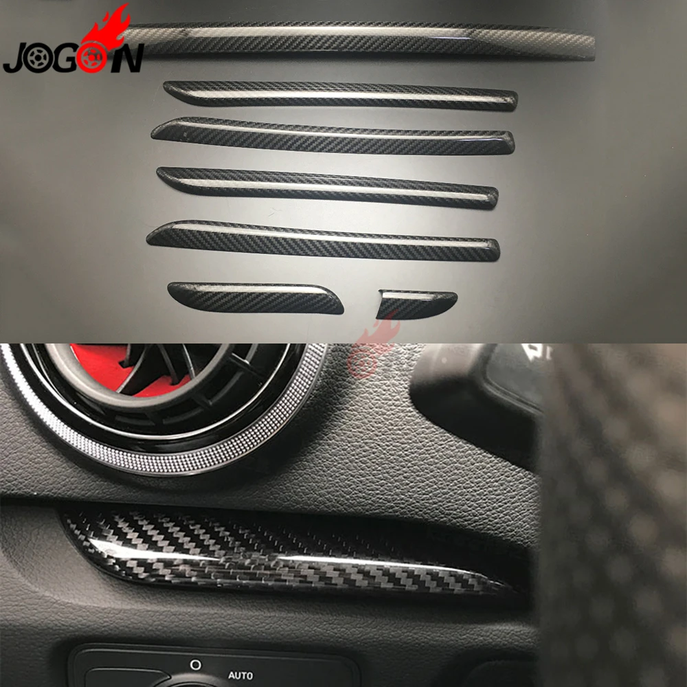 

7pcs Real Carbon Fiber For Audi A3 S3 RS3 2014 - 2018 Car Interior Dashboard Console Door Panel Strips Cover Trim Accessories