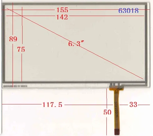 

Toptouch 630186,2 дюймовый 155*89 Кабель GPS навигации автомобиля сенсорный экран