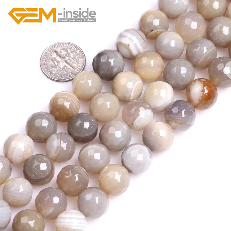 Natural Botswana Grey Faceted Agates Beads Natural Stone Beads Loose Bead For Bracelet Making Strand 15 inches DIY Wholesale