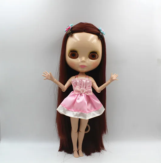 Blygirl Blyth doll Deep red straight hair nude doll joint body 19 joint DIY doll can change makeup toys gift