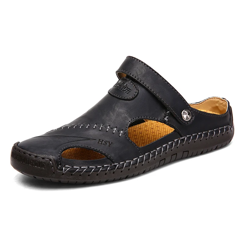 Sandalias romanas clásicas de cuero para hombre, zapatillas de exterior, chanclas de goma para playa, senderismo, agua, verano, 2022