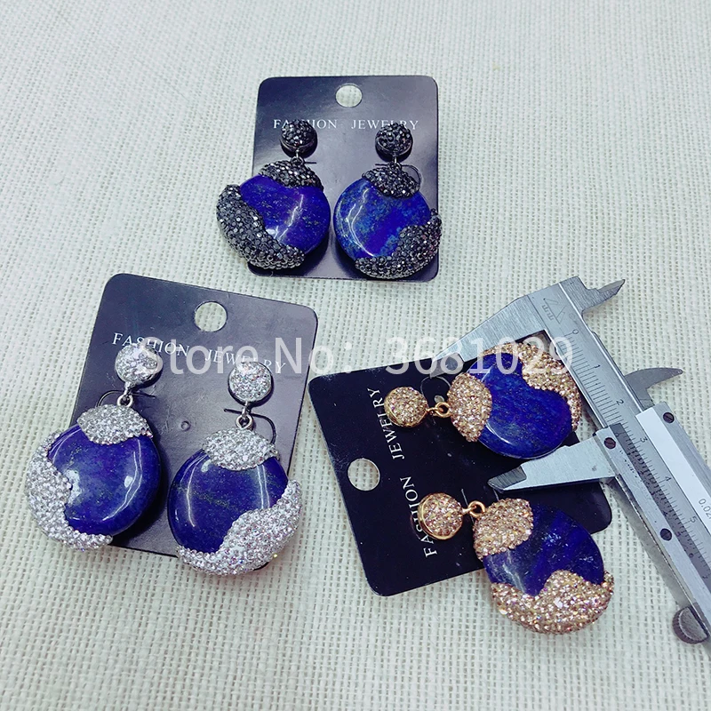 

Simple fashion lapis lazuli sky blue atmosphere retro set gold jewelry earrings women