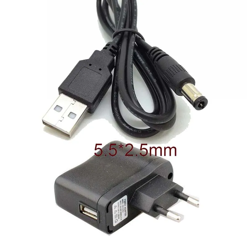 กำแพงรถ USB 5V 1A DC 5.5มม.X 2.1มม.ตัวเชื่อมต่อสายไฟใหม่