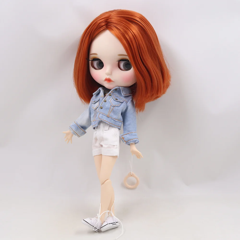 ICY DBS Blyth Doll white skin joint body New matte face with eyebrows lip Brown soft short hair DIY sd gift toy