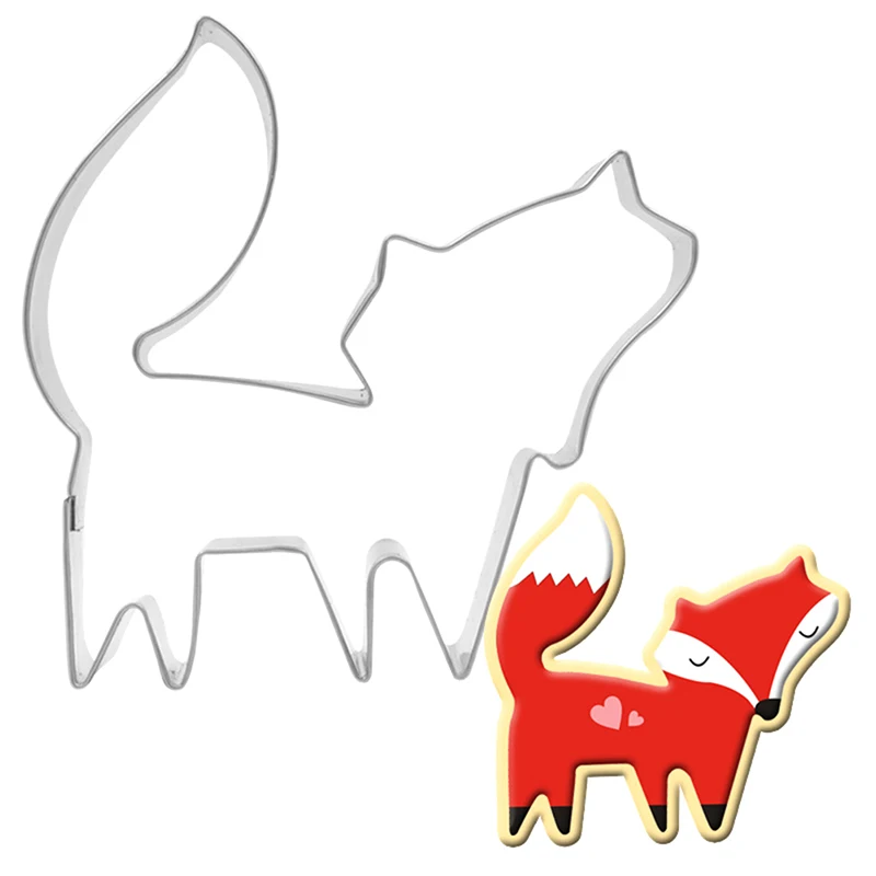 Stainless Steel Tools Forest Animal Fox Shape Cookie Cutter Biscuits Fondant Cake Decorating Bakeware animal Cookie mold