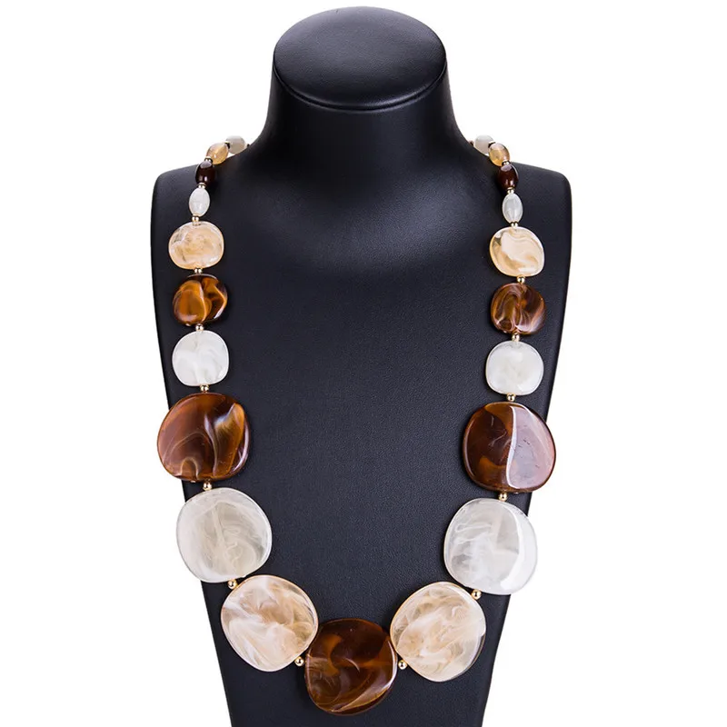 أحمد-عقد أكريليك مع قلادة هندسية للنساء ، مجوهرات ربيعية طويلة مع خرز ملون ، تصميم جديد