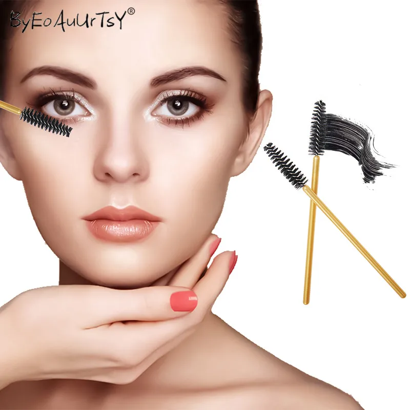 100pcs/Set Women\'s Fashion Disposable Eyelash Extension Supply Mascara Brush Wand Eyebrow Comb Brushes Spoolers Makeup Tool