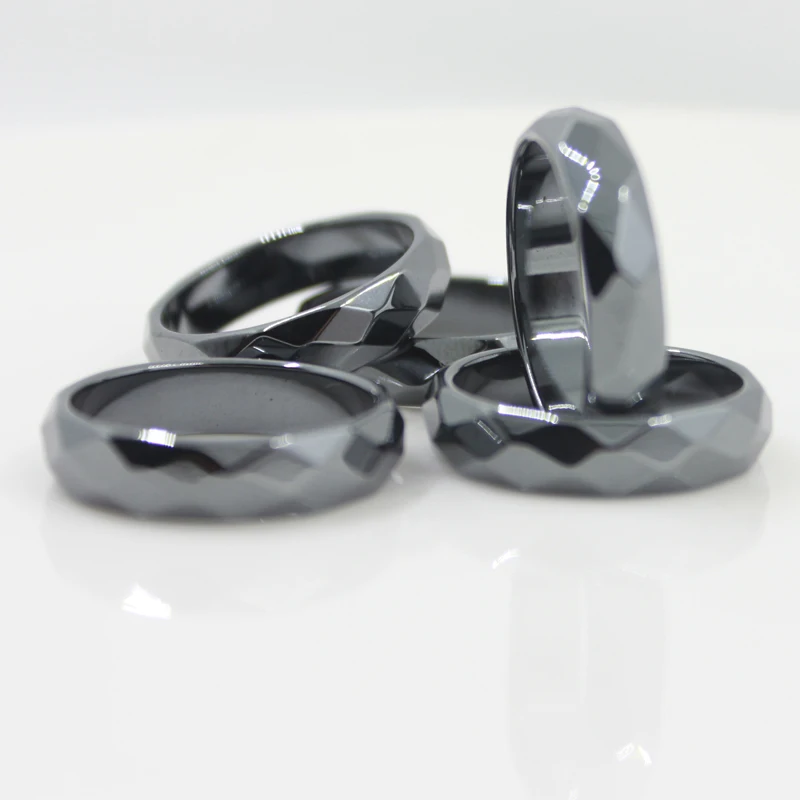 Fashion AAA Quality 6 mm Width Faceted Hematite Rings (50 Pieces Mixed sizes) HR1000-1