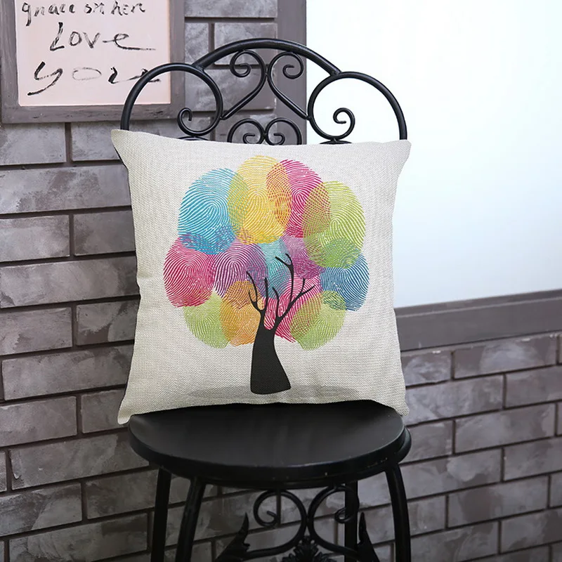 New Cute creative Cartoon fingerprint tree elk brand pillowcases home pillow cover Bedding sets Cushion fronha 45x45cm 18x18in