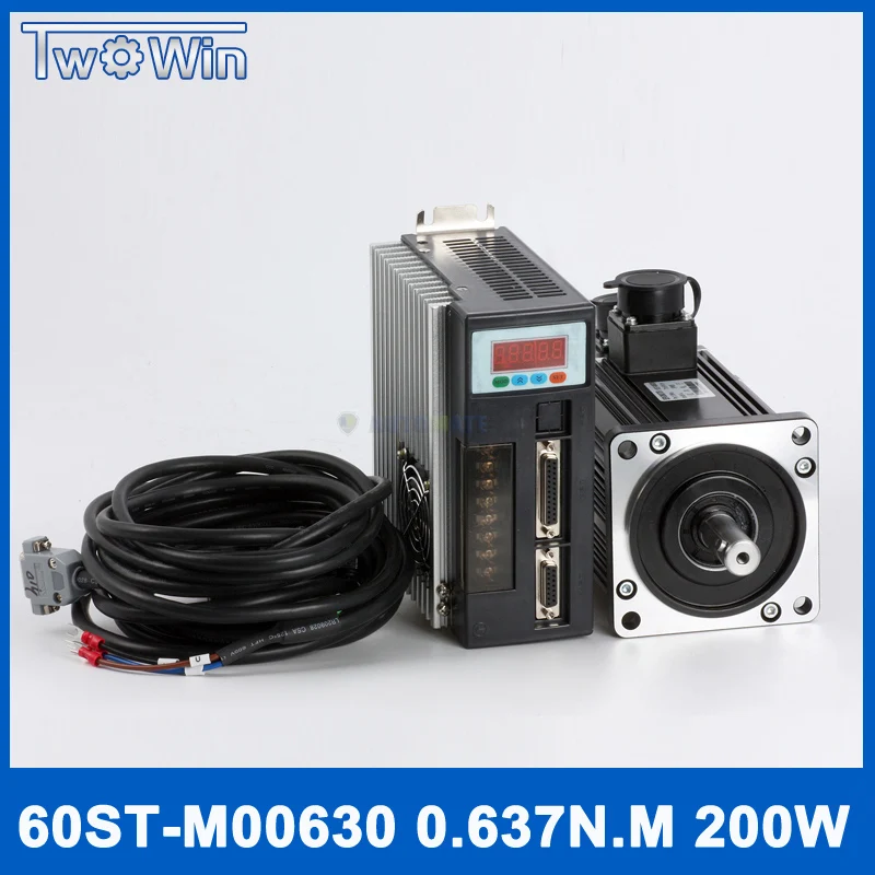 1set AC Servo Motor Driver 60ST-M00630 + Motor Driver 0.637N.M 200W SERVO MOTOR Kits CNC Motor Controller Specail Offer