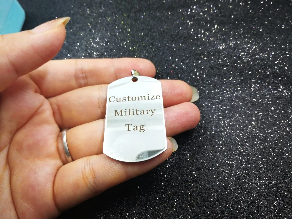 50pcs per lot Free Laser Engrave Military Tag Customize your design  Engravable Dog tag Necklace Pendant  KeyChain Tags